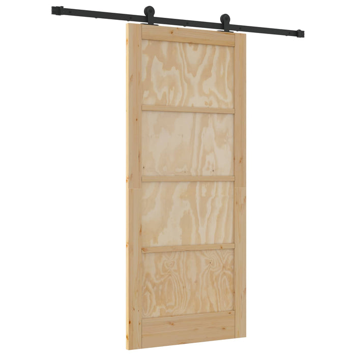 Ușă glisantă Natural și Negru 86 x 198,5 cm Lemn masiv de pin - WALTI WALTI