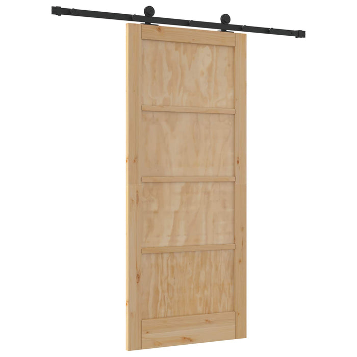 Ușă glisantă Natural și Negru 86 x 198,5 cm Lemn masiv de pin - WALTI WALTI
