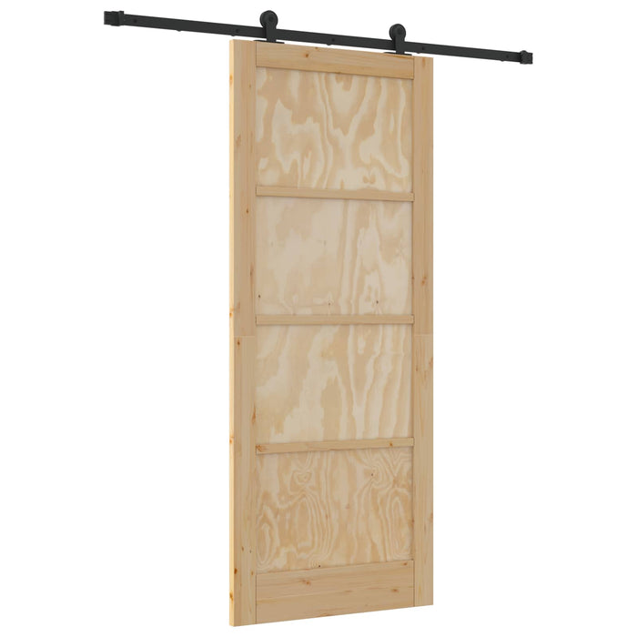 Ușă glisantă Natural și Negru 86 x 211 cm Lemn masiv de pin - WALTI WALTI