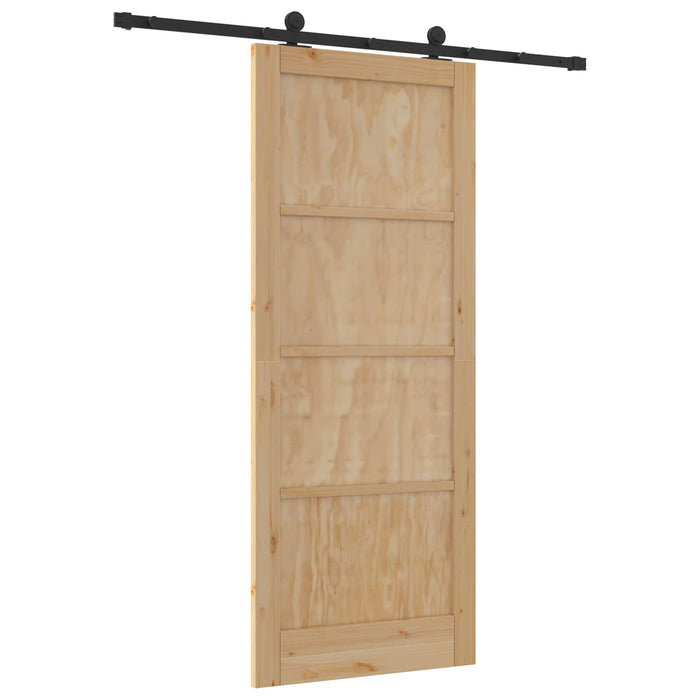 Ușă glisantă Natural și Negru 86 x 211 cm Lemn masiv de pin - WALTI WALTI