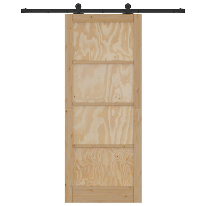 Ușă glisantă Natural și Negru 86 x 211 cm Lemn masiv de pin - WALTI WALTI