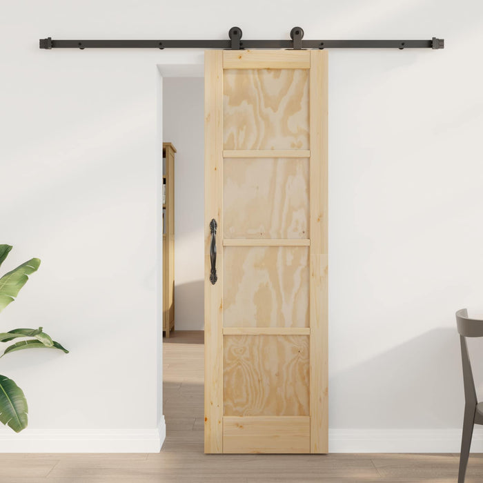 Ușă glisantă Natural și Negru 61 x 198,5 cm Lemn masiv de pin - WALTI WALTI