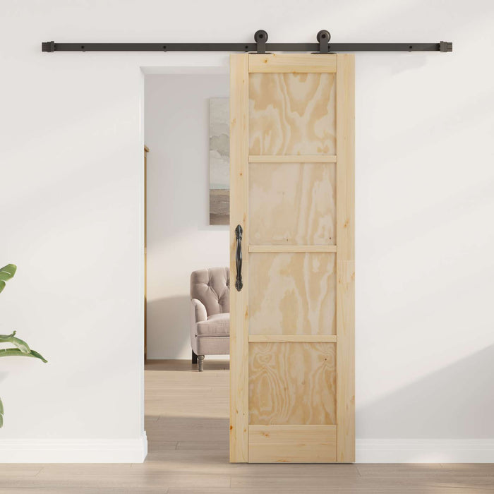 Ușă glisantă Natural și Negru 61 x 198,5 cm Lemn masiv de pin - WALTI WALTI