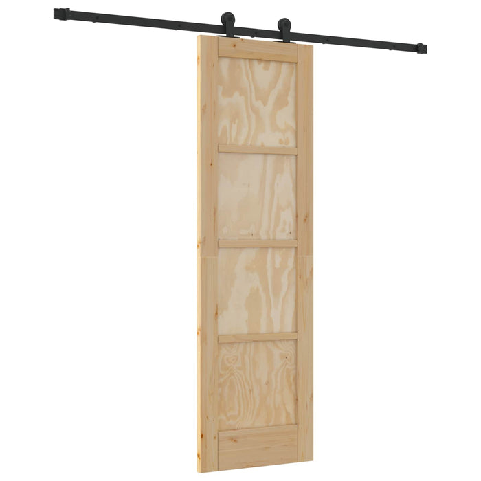 Ușă glisantă Natural și Negru 61 x 198,5 cm Lemn masiv de pin - WALTI WALTI