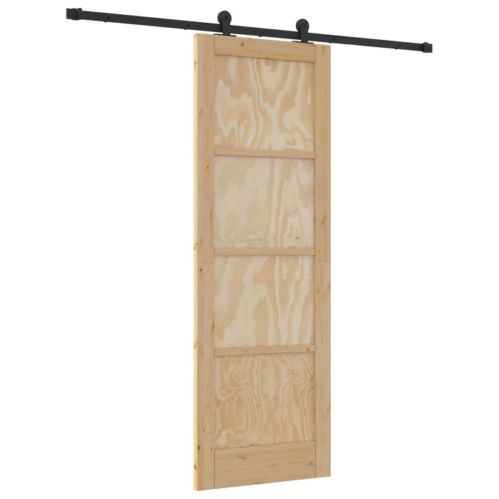 Ușă glisantă Natural și Negru 73,5 x 211 cm Lemn masiv de pin - WALTI WALTI