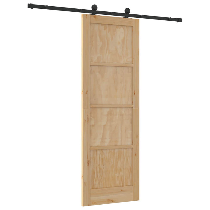 Ușă glisantă Natural și Negru 73,5 x 211 cm Lemn masiv de pin - WALTI WALTI