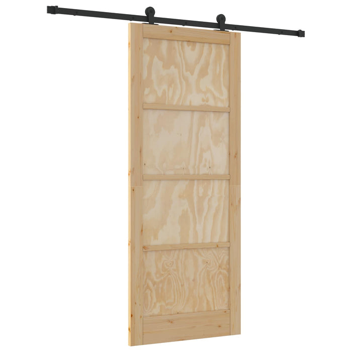 Ușă glisantă Natural și Negru 86 x 211 cm Lemn masiv de pin - WALTI WALTI