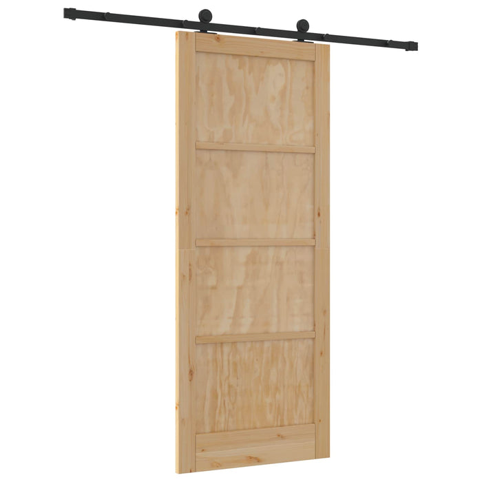 Ușă glisantă Natural și Negru 86 x 211 cm Lemn masiv de pin - WALTI WALTI