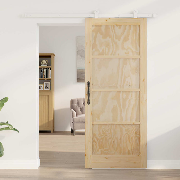 Ușă glisantă Natural și Alb 83 x 202 cm Lemn masiv de pin WALTI