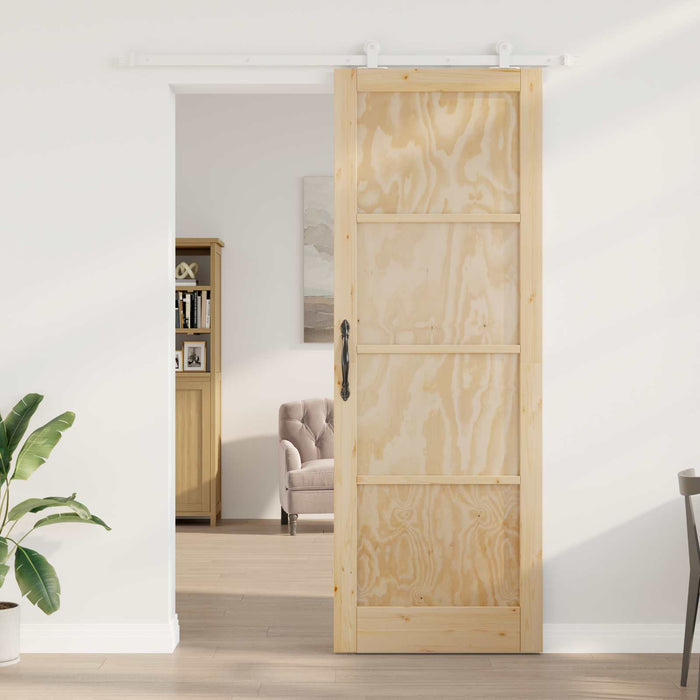 Ușă glisantă Natural și Alb 83 x 232 cm Lemn masiv de pin - WALTI WALTI
