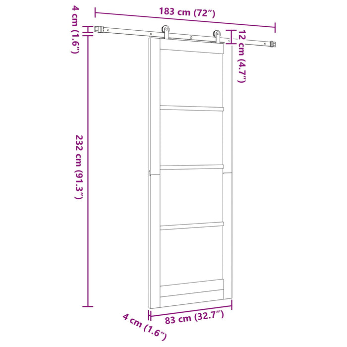 Ușă glisantă Alb 83 x 232 cm Lemn masiv de pin - WALTI WALTI