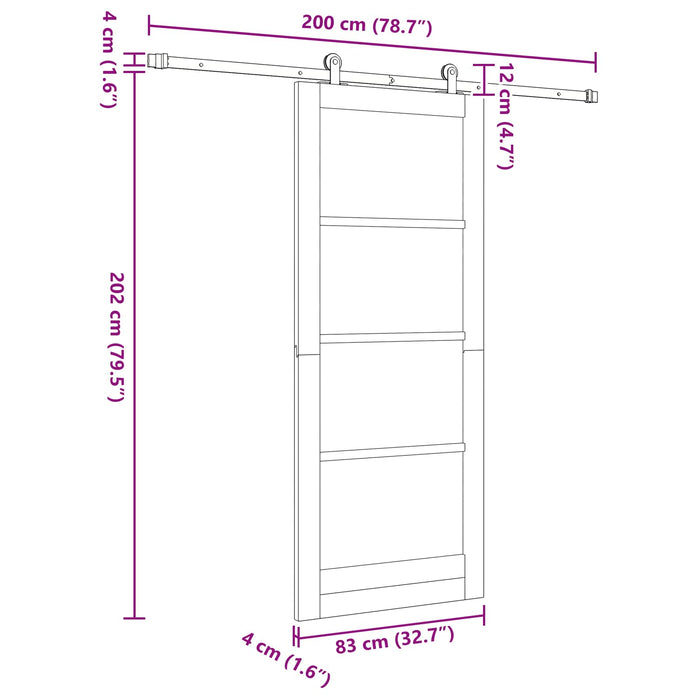Ușă glisantă Alb 83 x 202 cm Lemn masiv de pin - WALTI WALTI