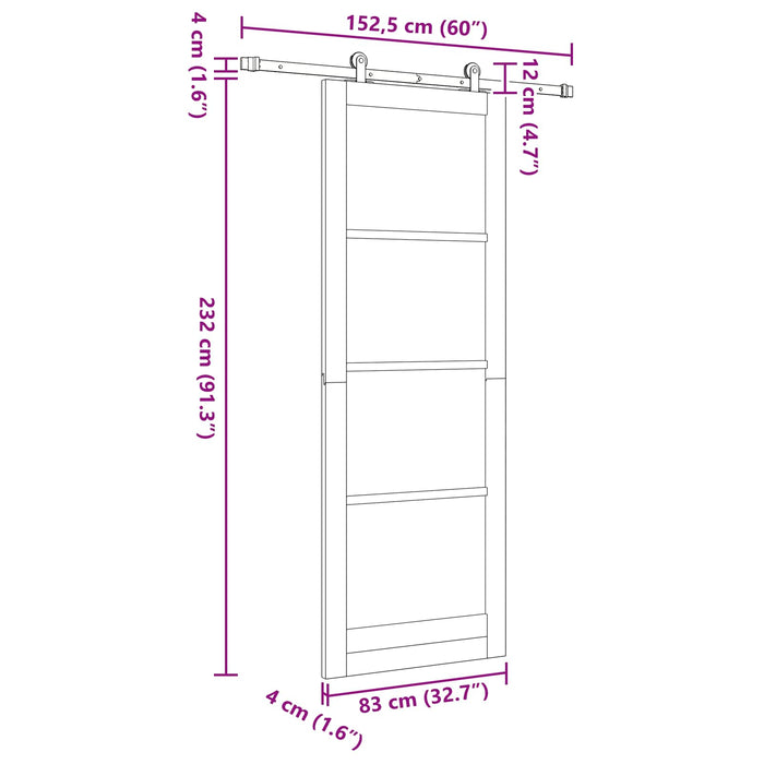 Ușă glisantă ORKDAL natural 83 x 232 cm Lemn masiv de pin - WALTI WALTI