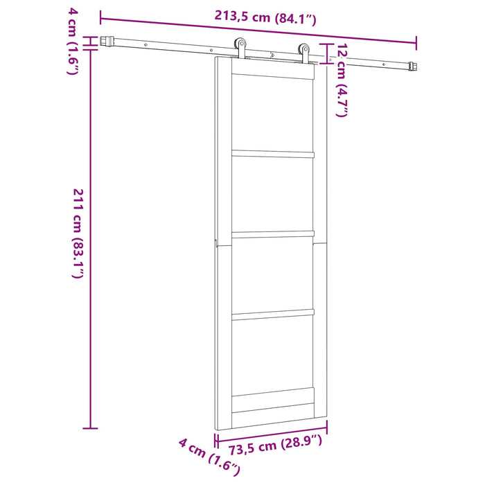 Ușă glisantă ORKDAL natural 73,5 x 211 cm Lemn masiv de pin - WALTI WALTI