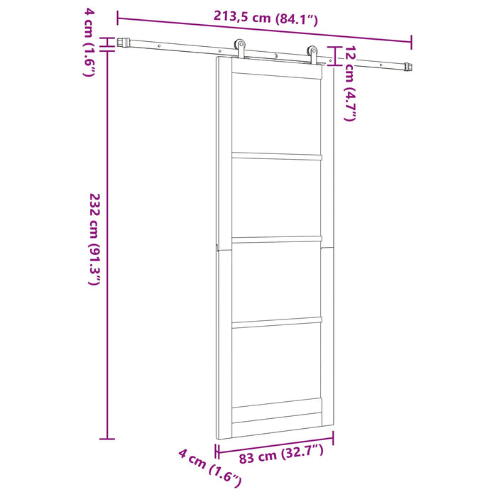 Ușă glisantă ORKDAL natural 83 x 232 cm Lemn masiv de pin - WALTI WALTI