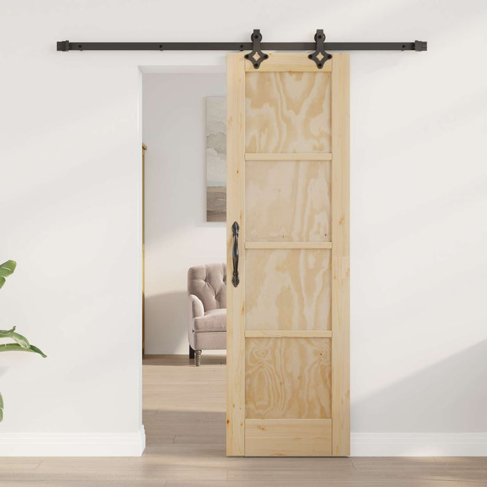 Ușă glisantă Natural și Negru 61 x 198,5 cm Lemn masiv de pin - WALTI WALTI