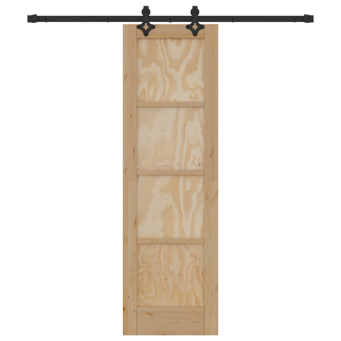 Ușă glisantă Natural și Negru 61 x 198,5 cm Lemn masiv de pin - WALTI WALTI
