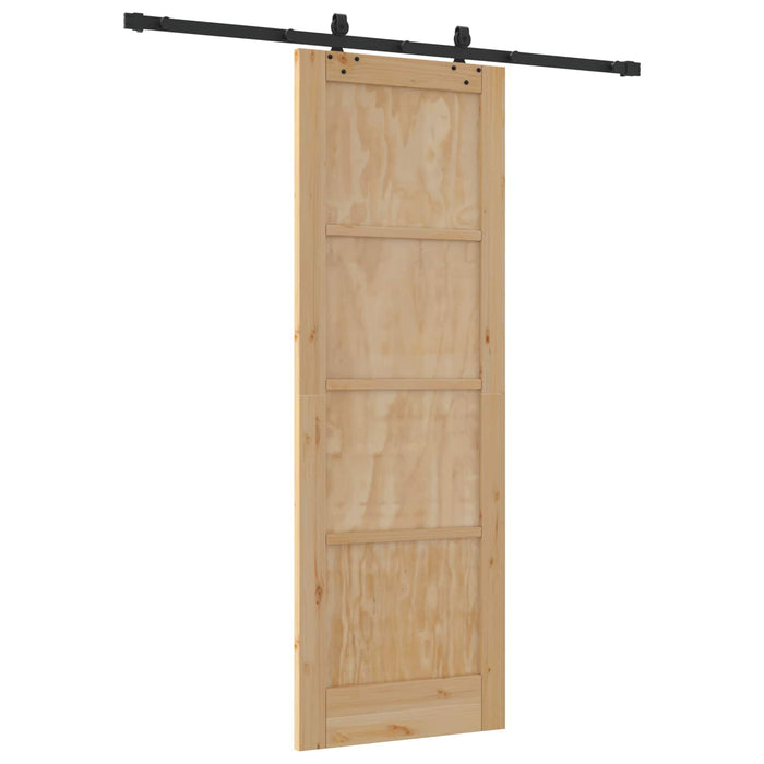 Ușă glisantă Natural și Negru 73,5 x 211 cm Lemn masiv de pin - WALTI WALTI