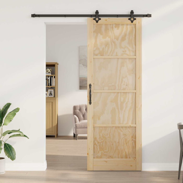 Ușă glisantă Natural și Negru 83 x 232 cm Lemn masiv de pin - WALTI WALTI