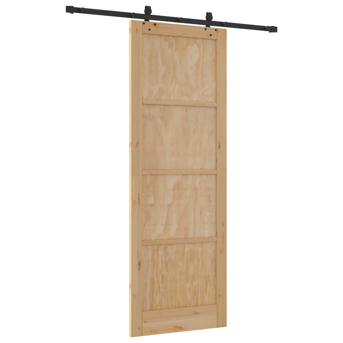 Ușă glisantă Natural și Negru 83 x 232 cm Lemn masiv de pin - WALTI WALTI