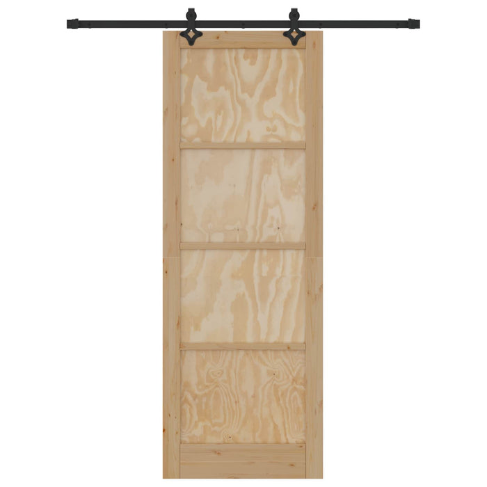 Ușă glisantă Natural și Negru 83 x 232 cm Lemn masiv de pin - WALTI WALTI