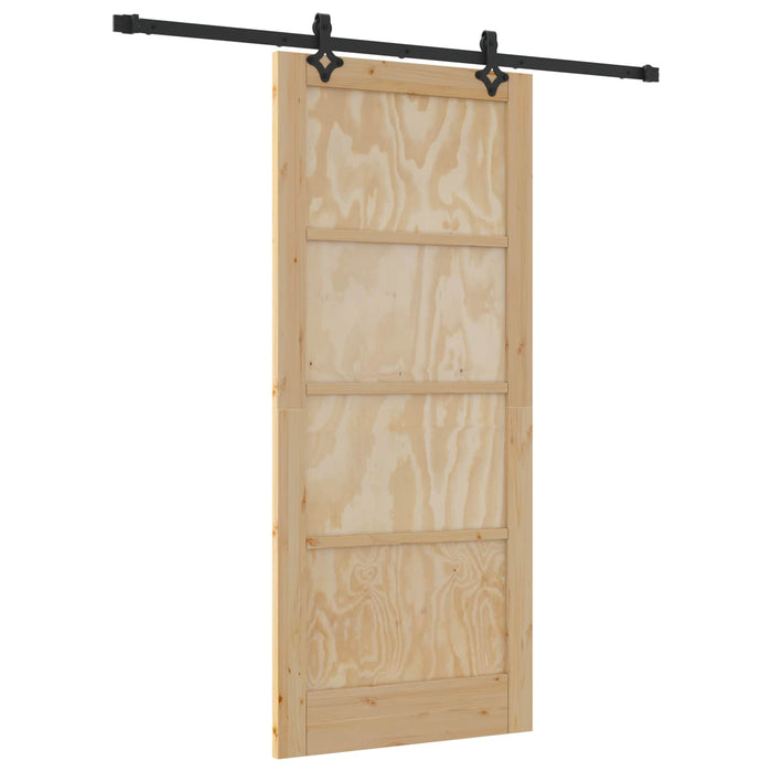 Ușă glisantă Natural și Negru 86 x 198,5 cm Lemn masiv de pin - WALTI WALTI