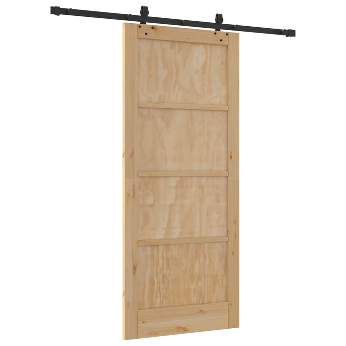 Ușă glisantă Natural și Negru 86 x 198,5 cm Lemn masiv de pin - WALTI WALTI