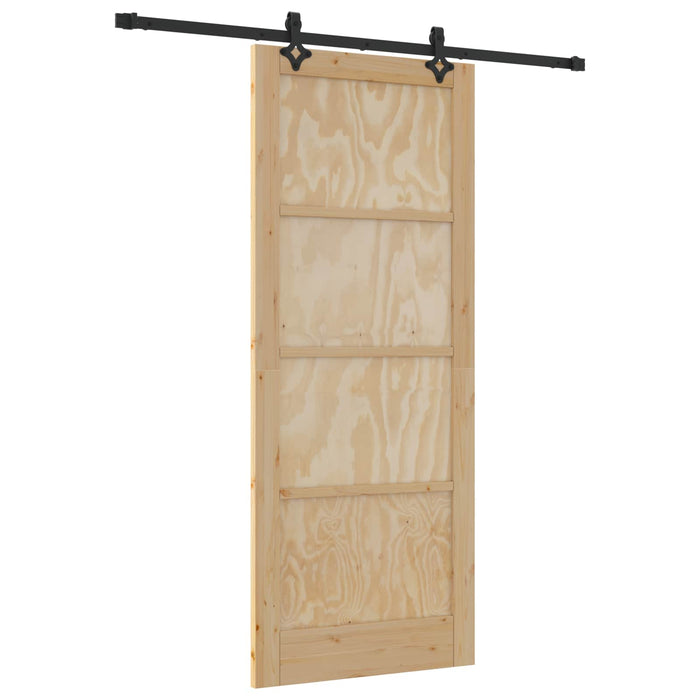 Ușă glisantă Natural și Negru 86 x 211 cm Lemn masiv de pin - WALTI WALTI