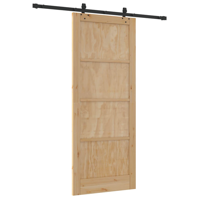 Ușă glisantă Natural și Negru 86 x 211 cm Lemn masiv de pin - WALTI WALTI