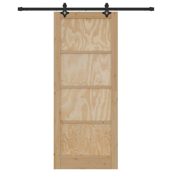 Ușă glisantă Natural și Negru 86 x 211 cm Lemn masiv de pin - WALTI WALTI