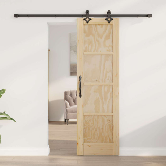 Ușă glisantă Natural și Negru 61 x 198,5 cm Lemn masiv de pin - WALTI WALTI