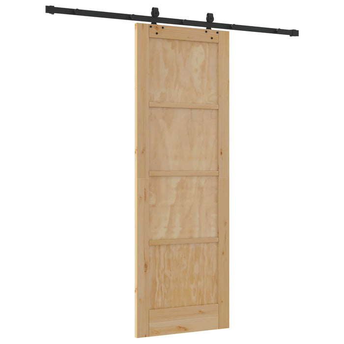 Ușă glisantă Natural și Negru 73,5 x 211 cm Lemn masiv de pin - WALTI WALTI