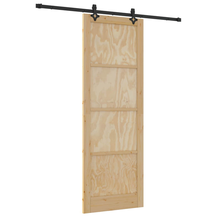 Ușă glisantă Natural și Negru 83 x 232 cm Lemn masiv de pin - WALTI WALTI