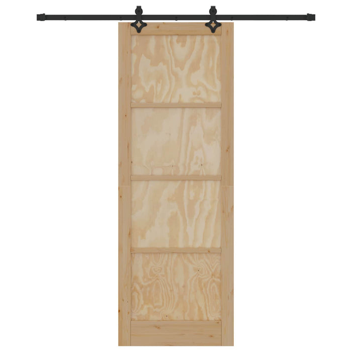 Ușă glisantă Natural și Negru 83 x 232 cm Lemn masiv de pin - WALTI WALTI