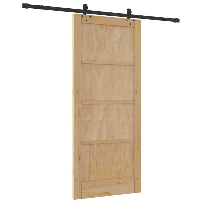 Ușă glisantă Natural și Negru 86 x 198,5 cm Lemn masiv de pin - WALTI WALTI
