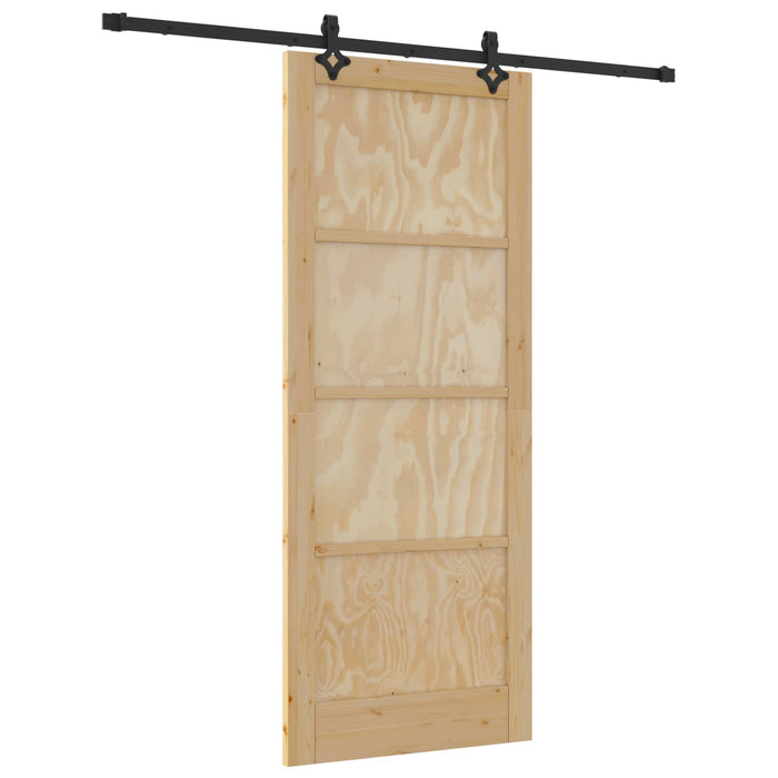 Ușă glisantă Natural și Negru 86 x 211 cm Lemn masiv de pin - WALTI WALTI