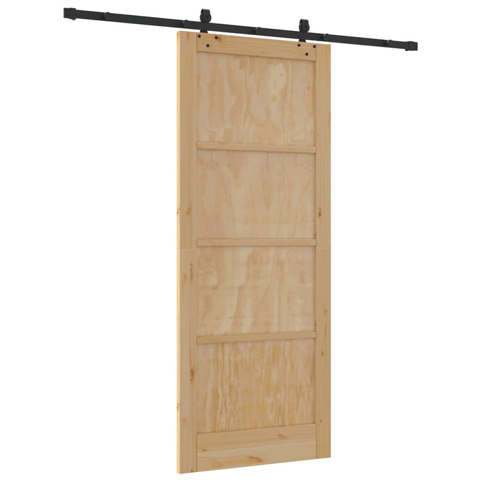 Ușă glisantă Natural și Negru 86 x 211 cm Lemn masiv de pin - WALTI WALTI