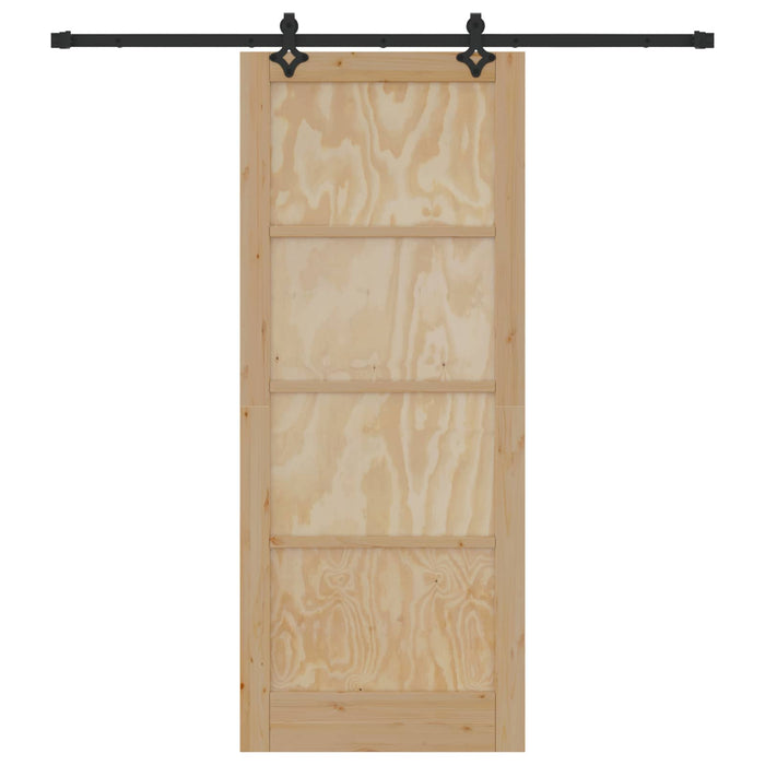 Ușă glisantă Natural și Negru 86 x 211 cm Lemn masiv de pin - WALTI WALTI