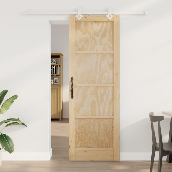 Ușă glisantă Natural și Alb 73,5 x 211 cm Lemn masiv de pin - WALTI WALTI