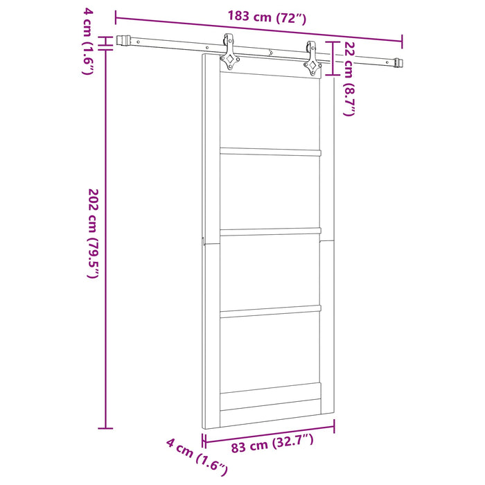 Ușă glisantă Alb 83 x 202 cm Lemn masiv de pin - WALTI WALTI