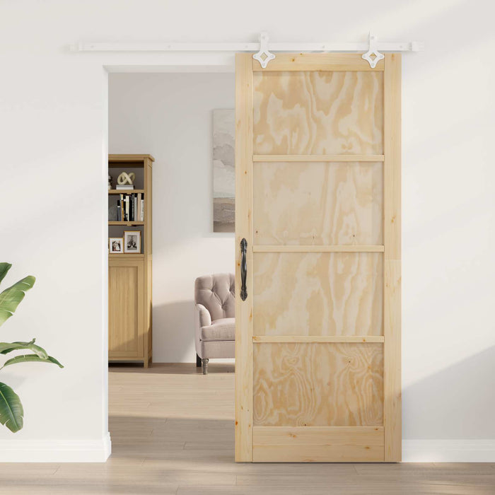 Ușă glisantă Natural și Alb 86 x 211 cm Lemn masiv de pin - WALTI WALTI