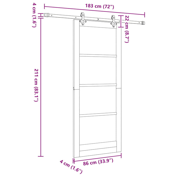 Ușă glisantă Natural și Alb 86 x 211 cm Lemn masiv de pin - WALTI WALTI
