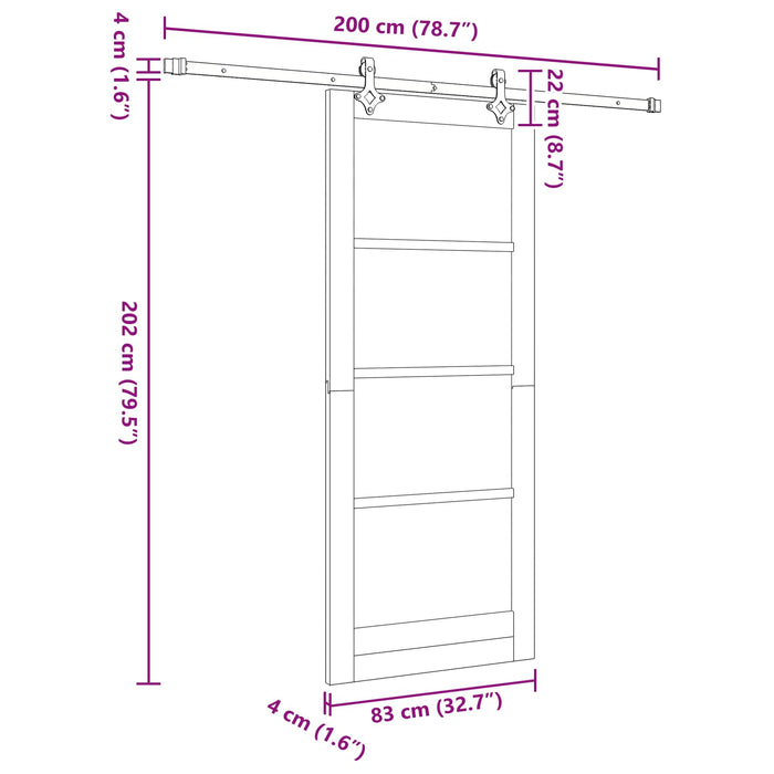 Ușă glisantă Alb 83 x 202 cm Lemn masiv de pin - WALTI WALTI