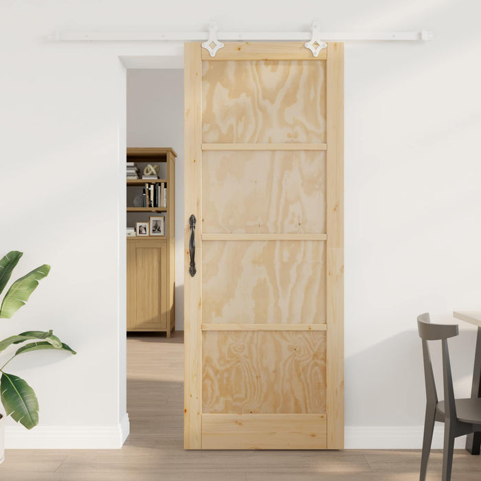 Ușă glisantă Natural și Alb 83 x 211 cm Lemn masiv de pin - WALTI WALTI