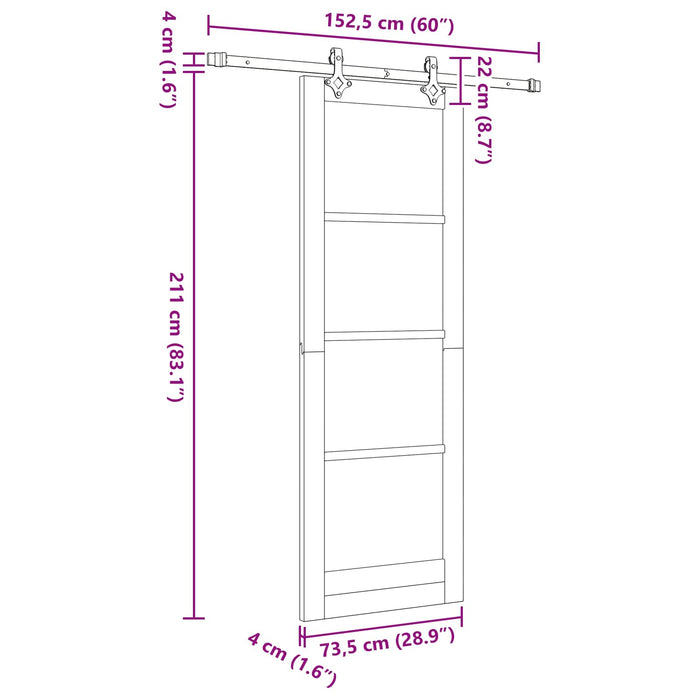 Ușă glisantă ORKDAL natural 73,5 x 211 cm Lemn masiv de pin - WALTI WALTI