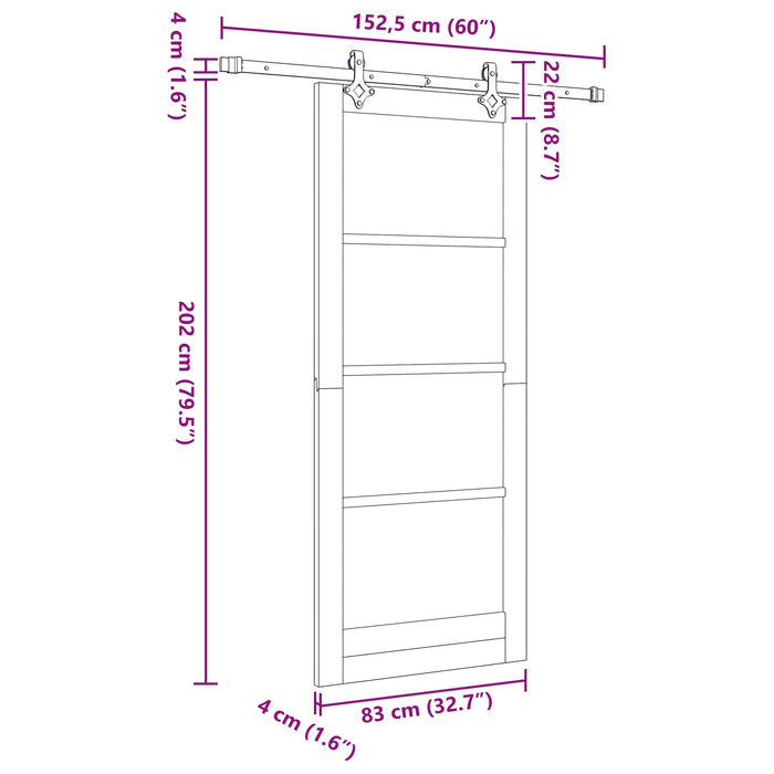 Ușă glisantă ORKDAL Alb 83 x 202 cm Lemn masiv de pin - WALTI WALTI
