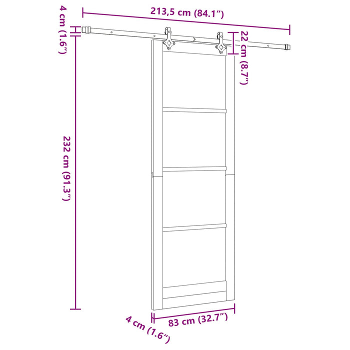 Ușă glisantă ORKDAL natural 83 x 232 cm Lemn masiv de pin - WALTI WALTI