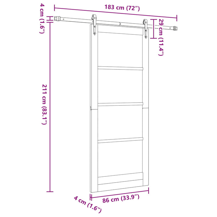 Ușă glisantă ORKDAL Natural și Negru 86 x 211 cm - WALTI WALTI