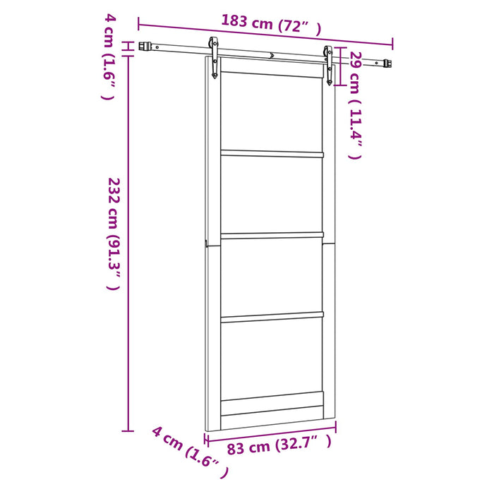 Ușă glisantă ORKDAL Natural și Alb 83 x 232 cm WALTI
