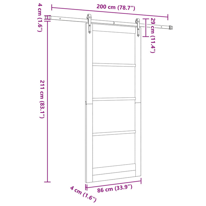 Ușă glisantă ORKDAL Natural și Negru 86 x 211 cm - WALTI WALTI